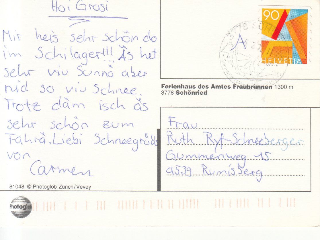 Cartoline postali: Schönried 2002 – Usato da Bürglen TG venduto da StampGraf 1