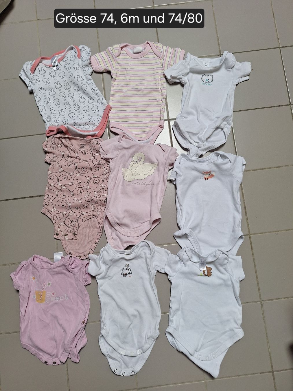 Lotti & Set di vestiti: 9 kurzarm Bodys 74 bis 74/80 – Usato da Sissach venduto da Nothing123