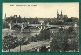 Basel, Wettsteinbrücke mit Münster, ungelaufen, ca. 1910