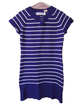 Gr. 128 Ringel Kleid blau/weiss Baumwolle s. Masse