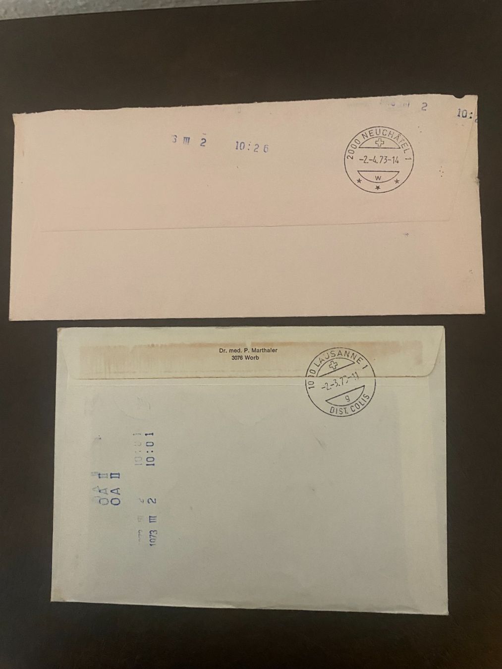Enveloppes & pochettes d'envoi: 2 Briefe Schweiz Eilsendung frankiert gebraucht – D'occasion à matten b. interlaken par jfran17 5