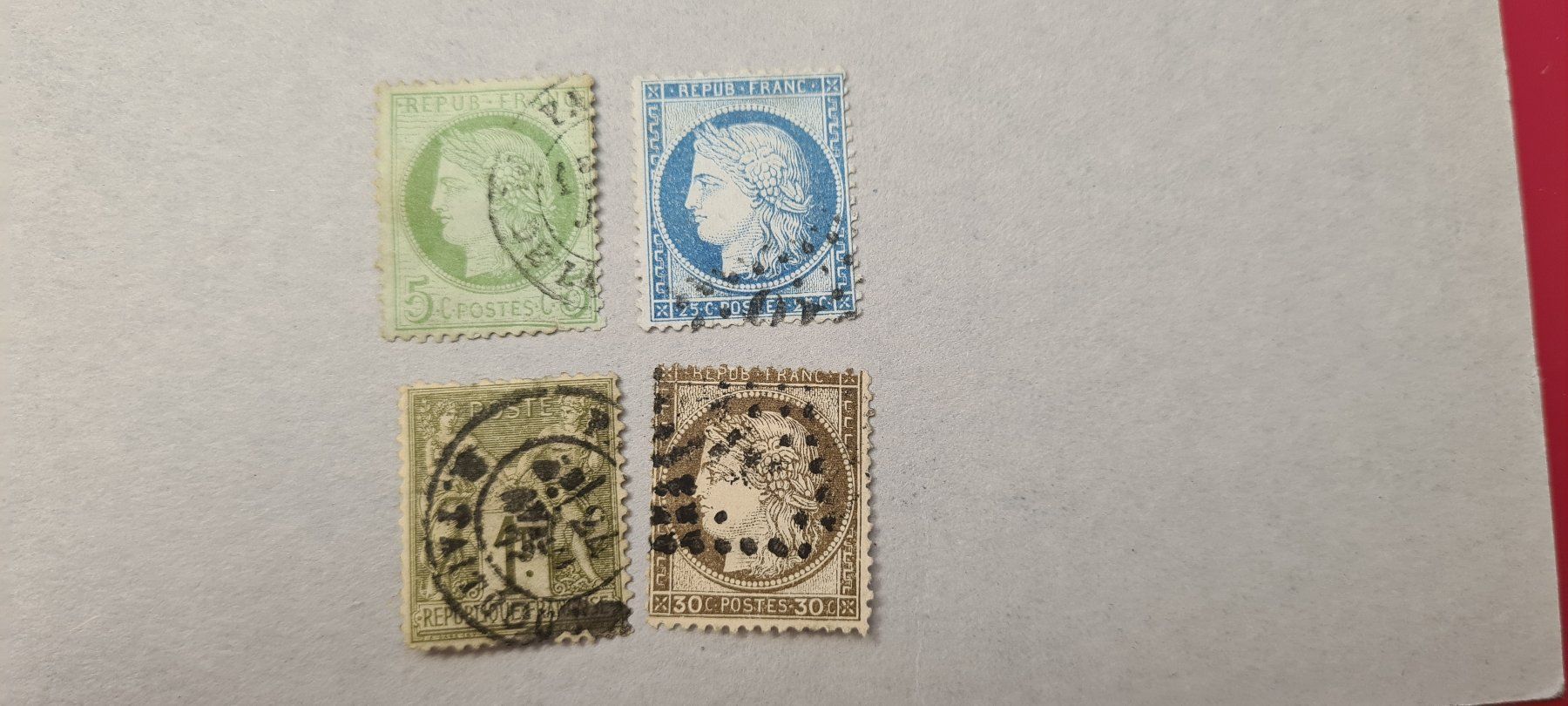 Alle Briefmarken: Frankreich Nr. 48, 51, 54 & 67 – Gebraucht aus Oberglatt ZH von Pacos2000