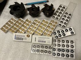 3 SECO OCTOMILL Wendeplattenfräser & 152 neue Wendeplatten