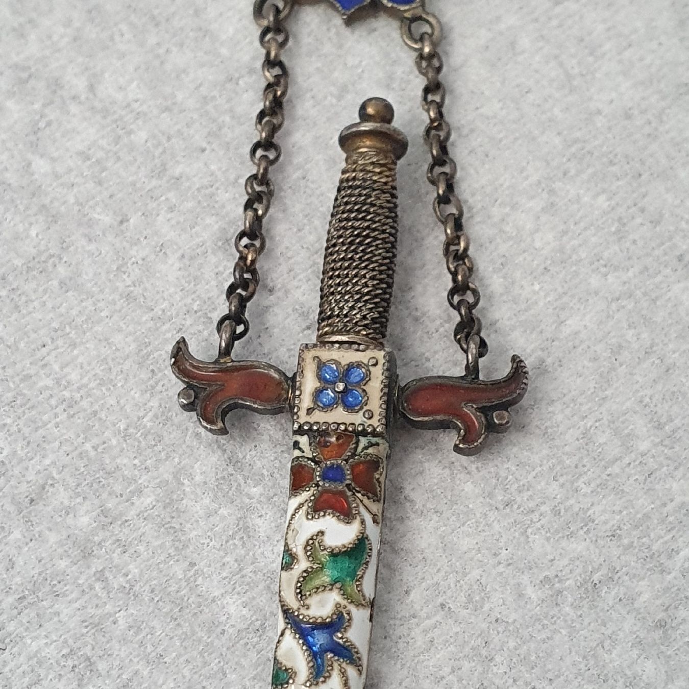 Ciondoli: Antike Chatelaine Schere Anhänger, Silber, Emaille! – Usato da Dietikon venduto da Allegra34 5