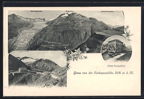 Ansichtskarten: Furkapass, Hotel Furkablick, Rhonegletsc – Gebraucht aus Berlin von bartko-reher