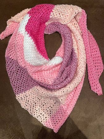 HANDMADE Dreieckstuch Halstuch tunesisch gehäkelt in Rosa