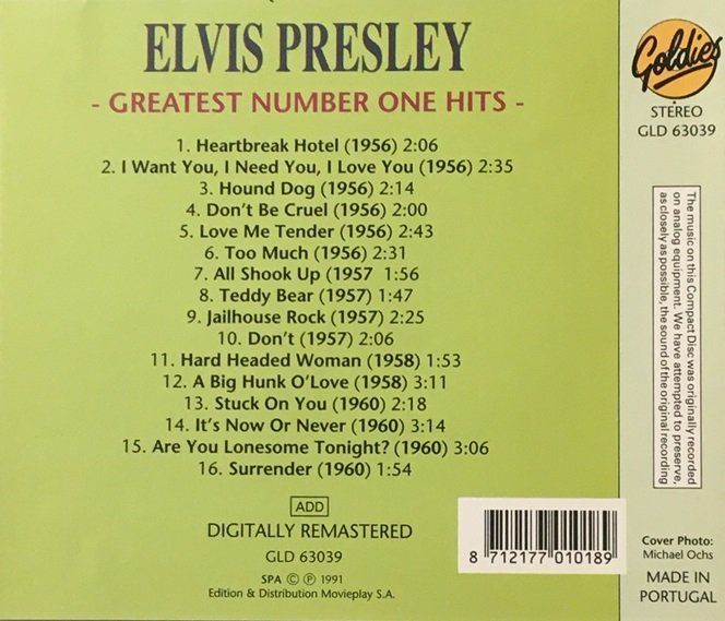 CDs: Elvis Presley – Greatest number one hits – D'occasion à Grüningen par azulgris 1