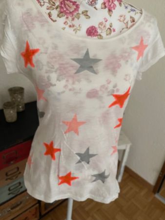 Cooles T-Shirt weiss mit Sternen Julie Gr S