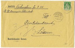 Nachnahme-Brief Bezirkskanzlei Gersau 1925