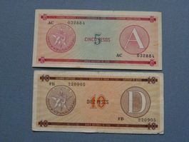 Kubanische Banknoten, 5 und 10 Pesos,Top Zustand