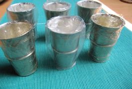 6 Zinnbecher Etain , 9 cm / Zinnset 6-teilig