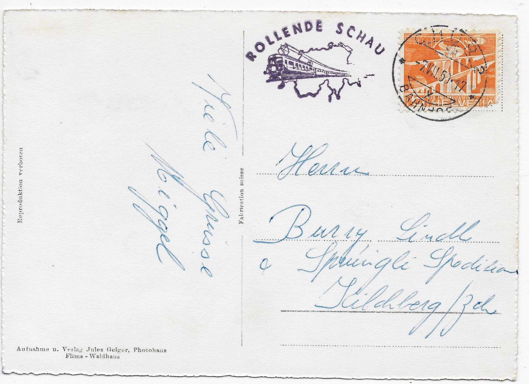 Cartoline postali: Chur, Bahnhof, Arosabahn & Hotel Steinbock – Usato da Hefenhofen venduto da Richsalz 1
