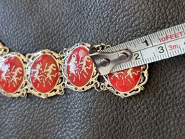 Bracelet Vintage argenté et émail rouge  de Siem