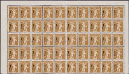 1915, Nr.132, halber Schalterbogen: 50 Marken postfrisch **
