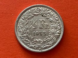 50 Rappen oder 1/2 Fr.1955 B ( Silber ) Auflage 1.32 Mio