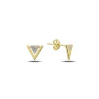 Ohrstecker Dreieck Silber gold Zirkonia 925 Silber 8mm