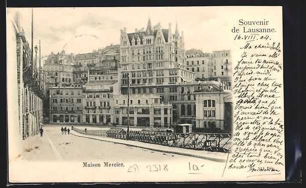 Cartoline postali: AK Lausanne, Maison Mercier, 1904 – Usato da Berlin venduto da bartko-reher