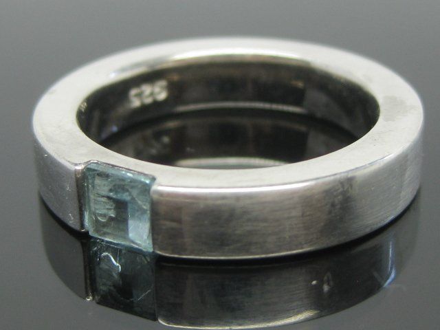 Anelli: Silber Ring 925 blauer Schmuckstein eckig / Gr. 53 / 7.07 g – Usato da Ermatingen venduto da Decovin 2