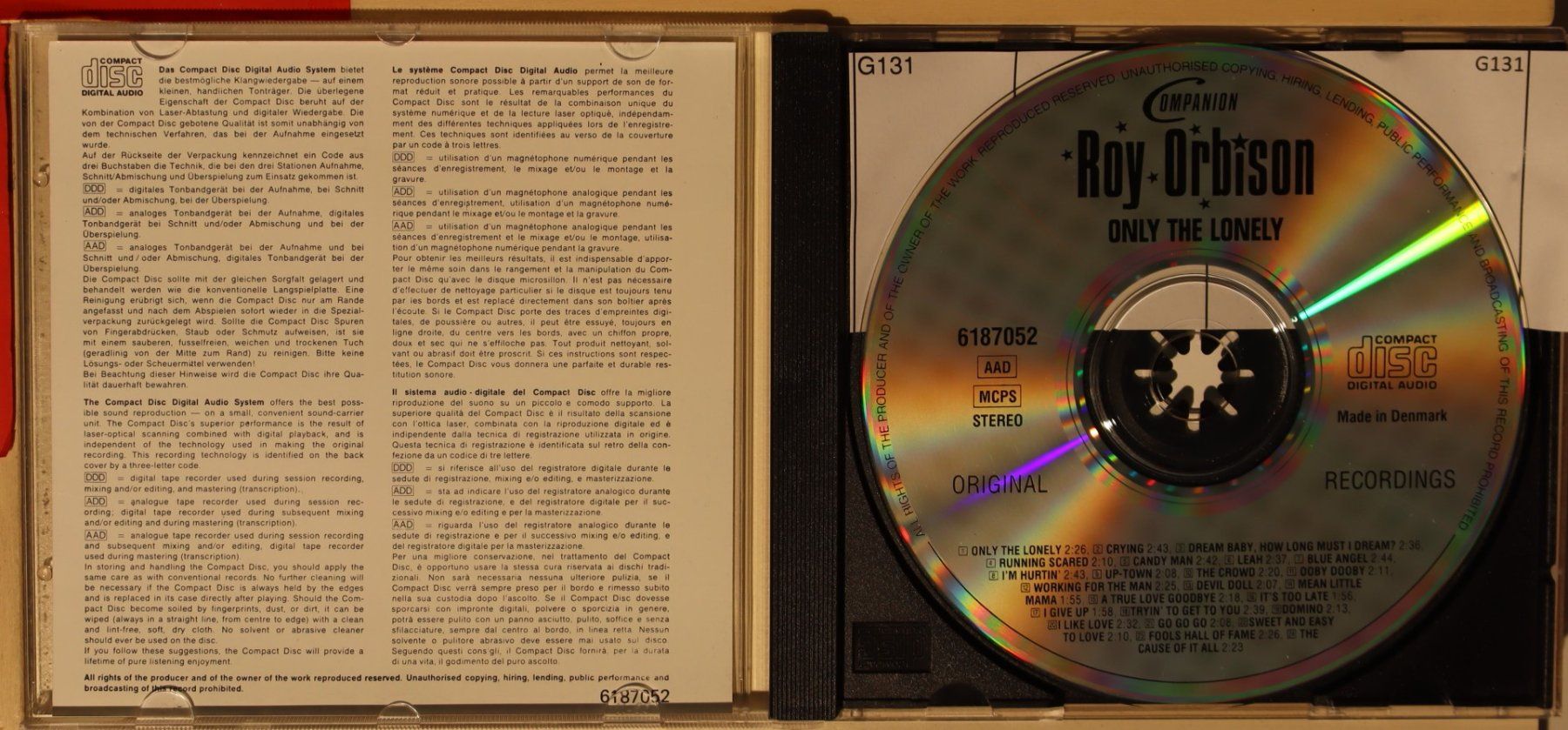CD: Roy Orbison – Only The Lonely – Usato da Luzern venduto da CONTENTI 1