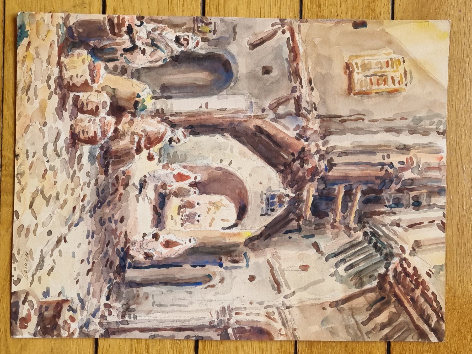 Gemälde: Aquarell "Orientalischer Markt", Signiert – Gebraucht aus Schaffhausen von Leveron13 4