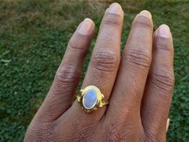 Vintage 18 K Goldring mit Mondstein – klassisch & zeitlos