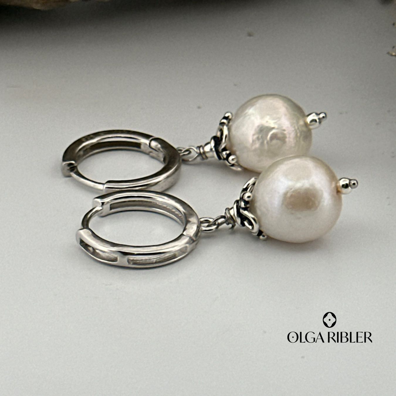 Olga Ribler Orecchini pendenti & Orecchini a lobo: Creolen - Perlen Charms - Sterling Silber 925 – Nuovo (secondo la descrizione) da Luzern venduto da Schmuckoutlet 4