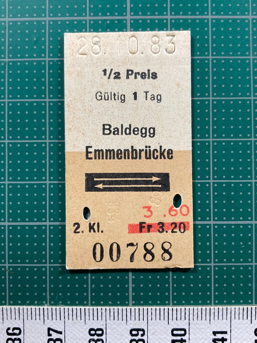 Biglietti: Baldegg - Emmenbrücke, Bahnbillett mit korrig. Preis, SBB – Usato da Lenzburg venduto da fh1