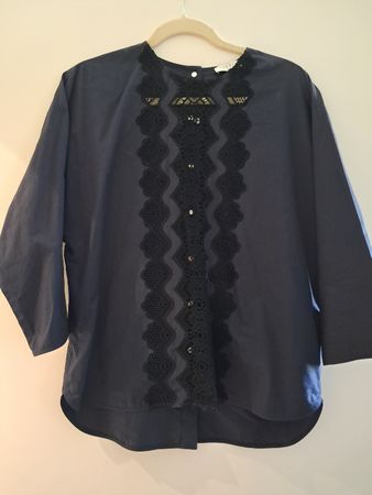 Chemisier Sandro bleu marine détails dentelle taille 40