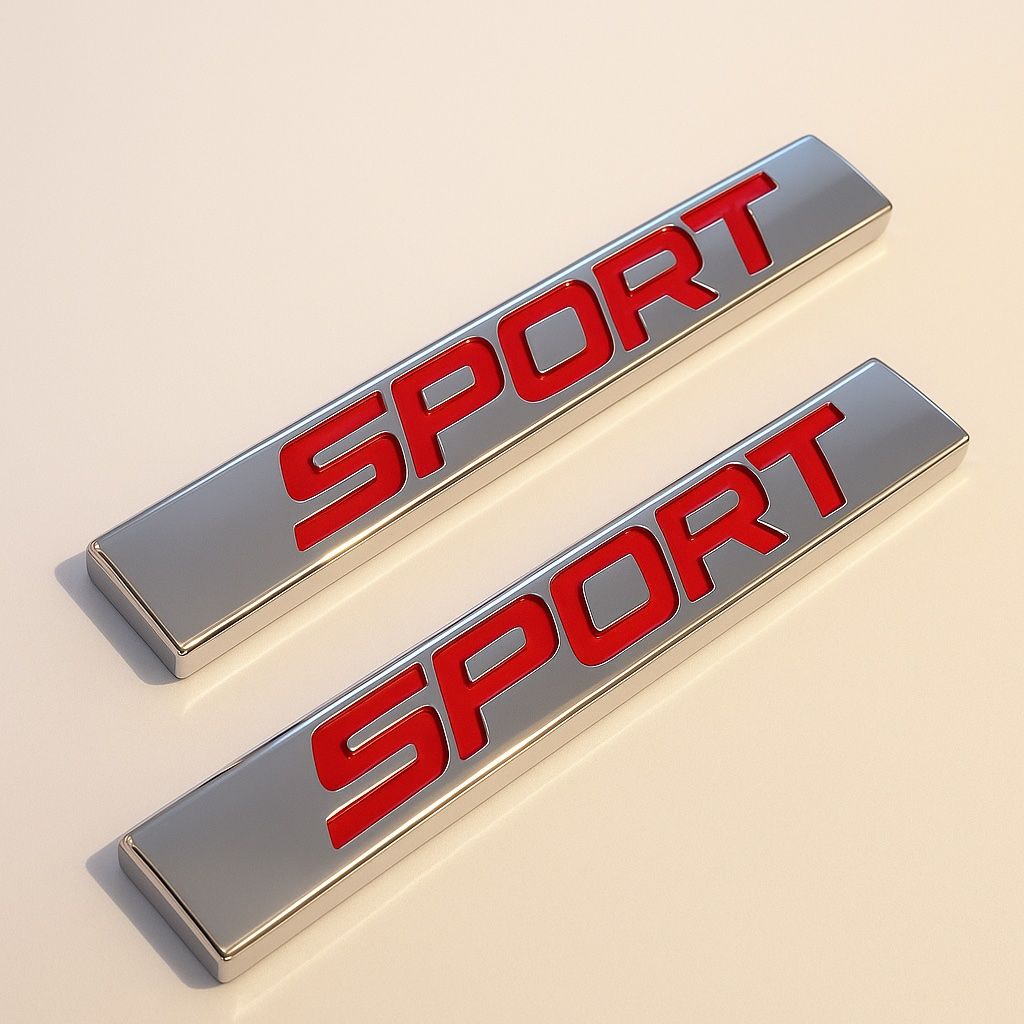 Alle Autoersatzteile: 2x SPORT Emblem Logo Auto Aufkleber Chrom Rot Tuning VW Audi – Neu (gemäss Beschreibung) aus Reinach BL von Hegelmann