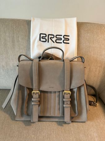 BREE edle Wildleder-Businesstasche/Rucksack grau/beige