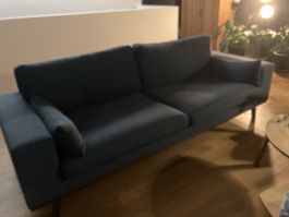 Sofa dunkelblau 3-Sitzer Textilbezug guter Zustand