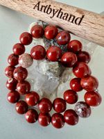 HANDGEFERTIGTES JASPIS ARMBAND IN SATTEM ROT