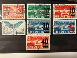 Flugpost Kat. F19-25, gestempelt, KP 180.--