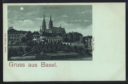 Mondschein-Lithographie Basel, Blick auf