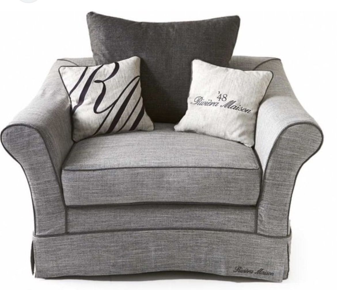 Riviera Maison Divani: Riviera Maison 3.5er Sofa/ 1.5er Sessel Leinen grau – Usato da Zürich venduto da Budulinek123 4