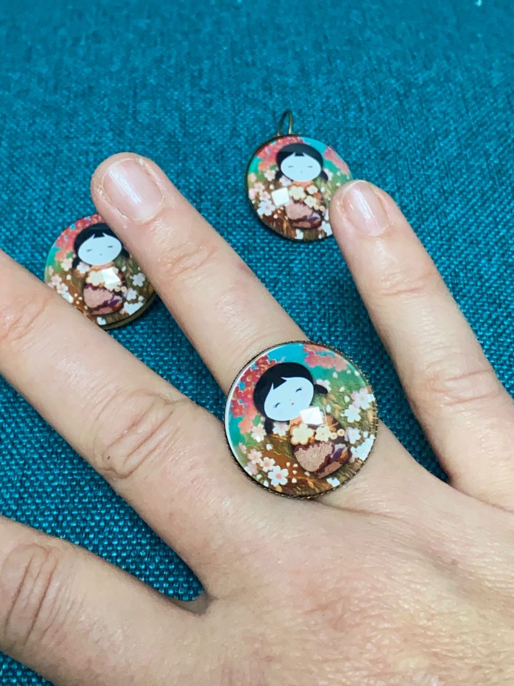 Altri gioielli: Geisha Fingerring/Ohrringe-Set von Marmeli – Usato da Thalwil venduto da Alice015 2