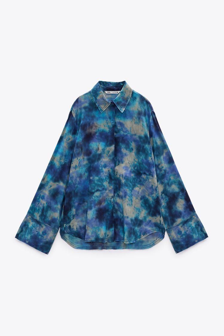 Zara Camicette: Zara Hemd Bluse Hemdbluse Batik Muster Blau Gr.38-40 NEU – Nuovo (secondo la descrizione) da Rotkreuz venduto da beltraum 6