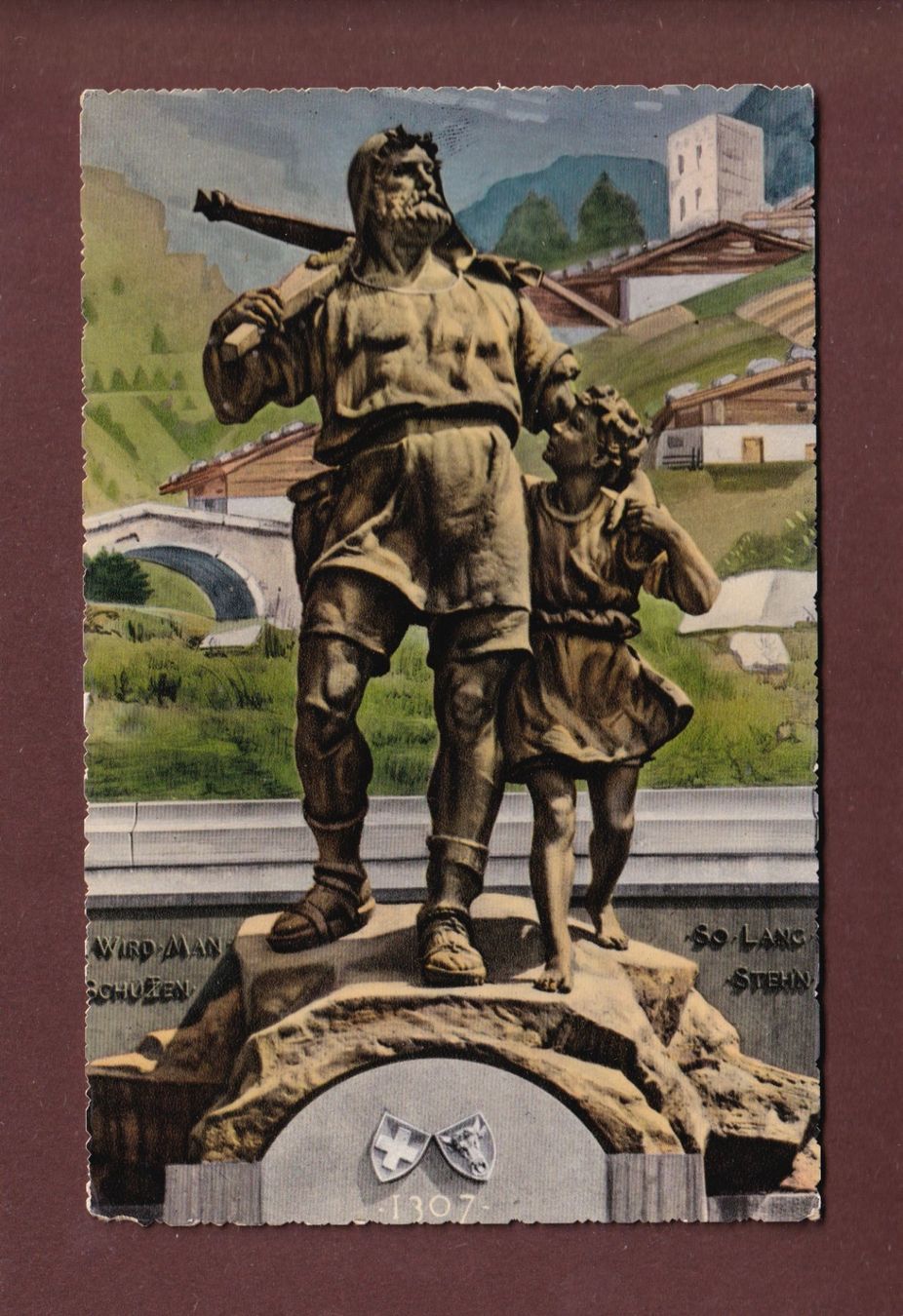 Ansichtskarten: ALTDORF - Telldenkmal - 1954 – Gebraucht aus Pully von nicecards-shop