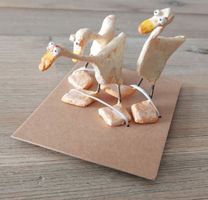 Keramik Gänse Trio, witzige Deko für den Frühling!