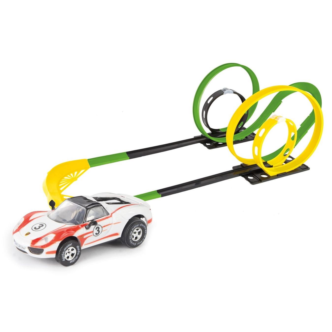 Darda Giocattoli: Darda Bahn Mission 4 Loops, Porsche Auto – Nuovo e nell'imballaggio originale da Wettingen venduto da Swala 1