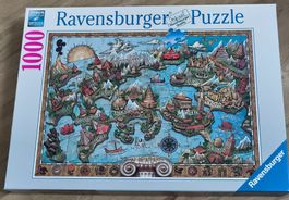 Puzzle Ravensburger 1000 pièces - Carte du monde vintage
