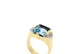 Aquamarin Diamant Ring 18K Gelbgold *S3660