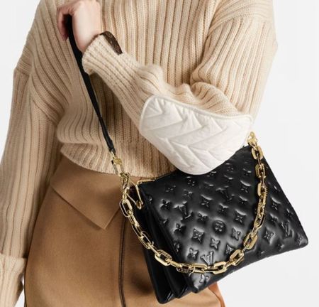 Louis Vuitton Black Coussin PM Leather Embossed Chain Bag