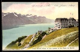 AK Caux, Grand Hôtel, le Lac Léman et les Alpes de Savoie