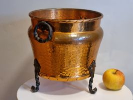 Vintage Kupfer Übertopf 21 cm auf Füssen