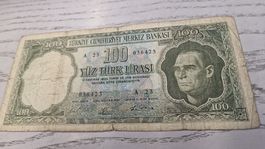 100 Türkische Lira Banknote 1930 Atatuerk guter Zustand