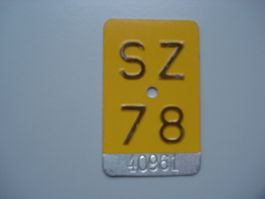 Mofa Kontrollschild SZ 78 - Gelb - Top Zustand!