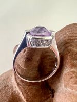 Silber 925 Ring mit Amethyst in erhabener Schachbrettfacette