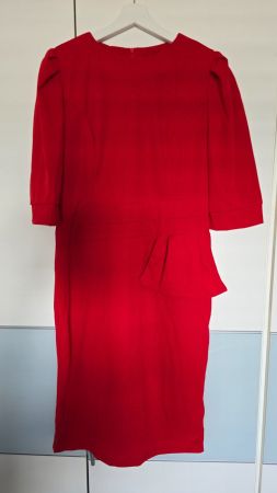 🆕️ Peplum-Kleid mit 3/4 Arm - XL - Signalrot 7️⃣