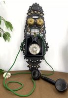 Telefon antik Wandtelefon Jugendstil Gusseisen Bakalit 